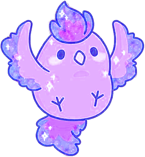 #phoenix #chibi #purple #galaxy #illustration #art - Moltres Kawaii Clipart (463x499), Png Download