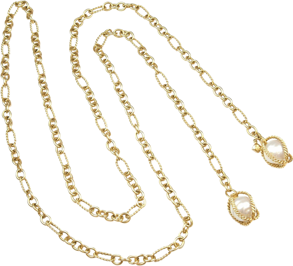 Retired David Yurman Lariat Tahitian Pearl Necklace - 18k Gold Necklace Clipart (1024x1024), Png Download