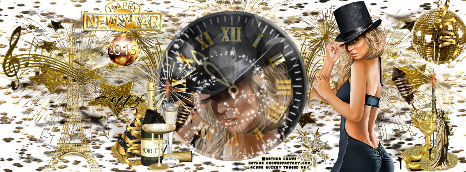 Happy New Year - Wall Clock Clipart (1600x593), Png Download