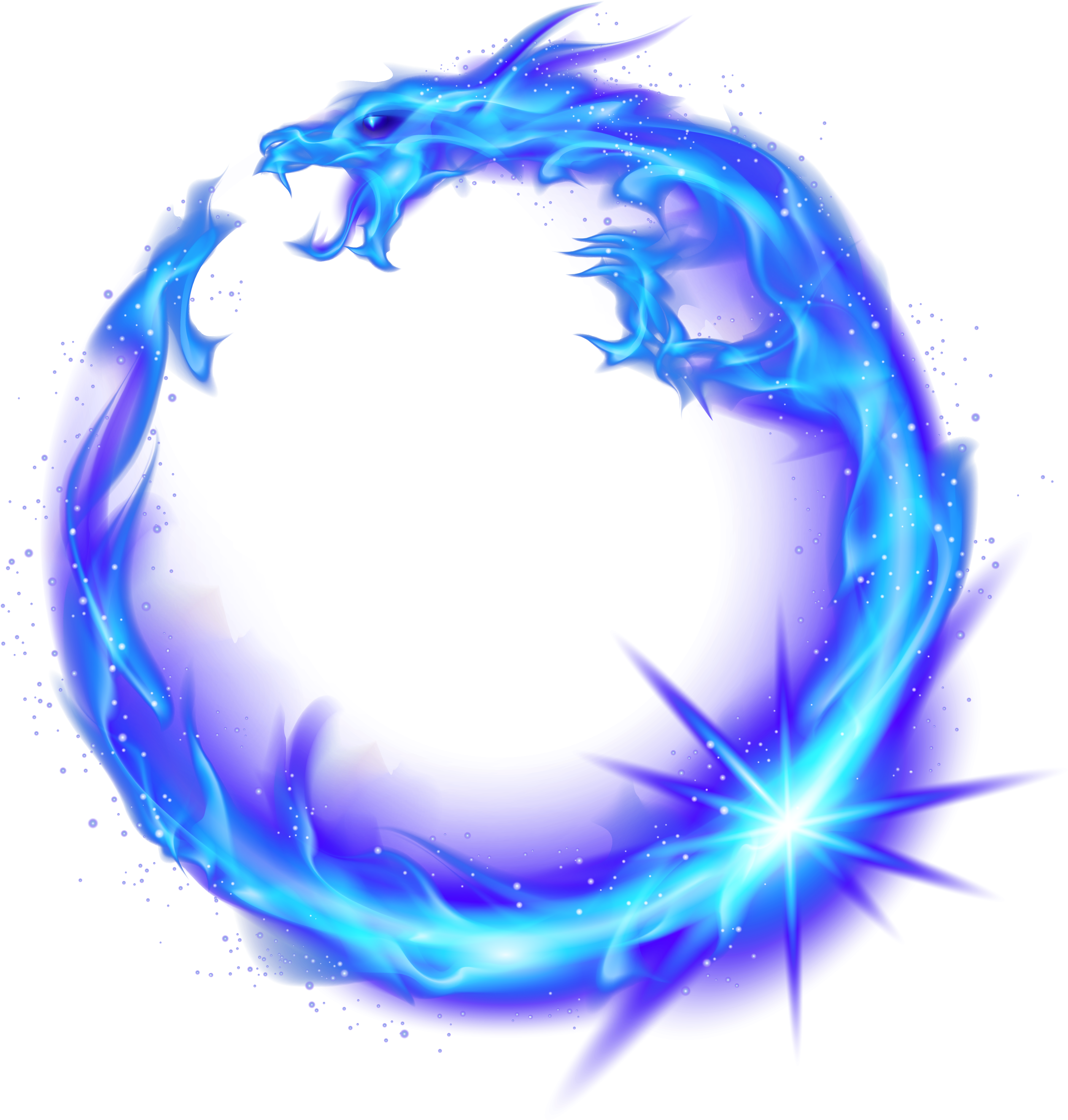 Dragon Circle Flame Fire Combustion Blue Royalty Free - Fire Dragon Circle Transparent Clipart (3600x3775), Png Download