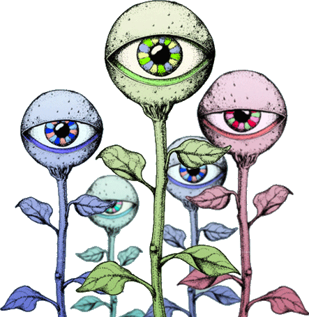 #alien #eyes #trippy #hologram #hippy #flower #plant - Trippy Alien Png Clipart (443x455), Png Download