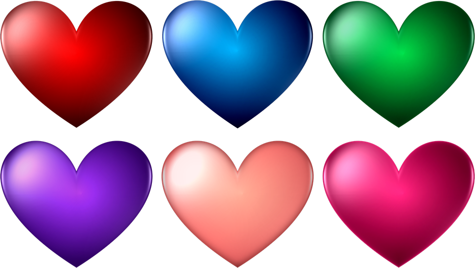 Heart Organ Png - Heart Shape Different Color Clipart (960x543), Png Download