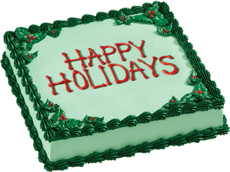 Happy Holidays Square Cake - Birthday Cake Clipart (600x600), Png Download