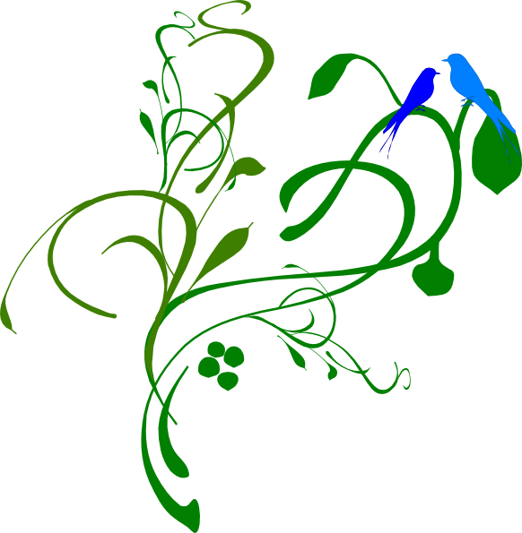 Blue Birds On A Vine Svg Clip Arts 582 X 595 Px - Png Download (582x595), Png Download