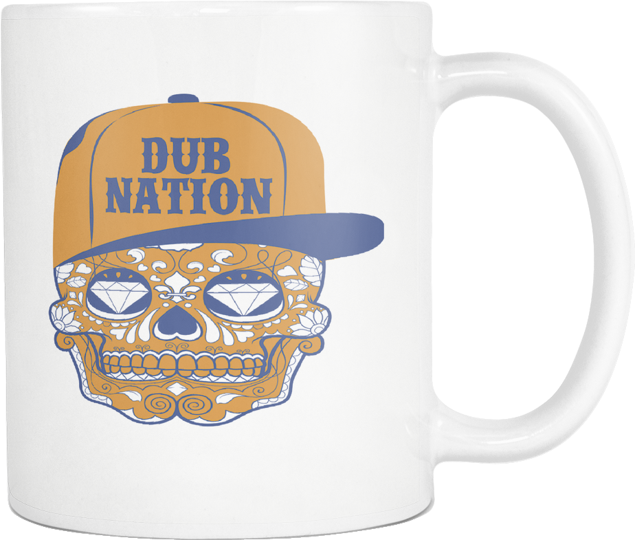 Dub Nation Candy Skull White 11 Ounce Coffee Mug Clipart (924x785), Png Download