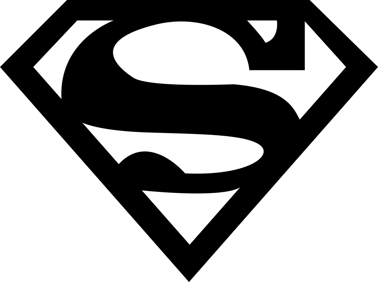 Black And White Superman Logo Png Free Download - Superman Logo Png Clipart (960x716), Png Download
