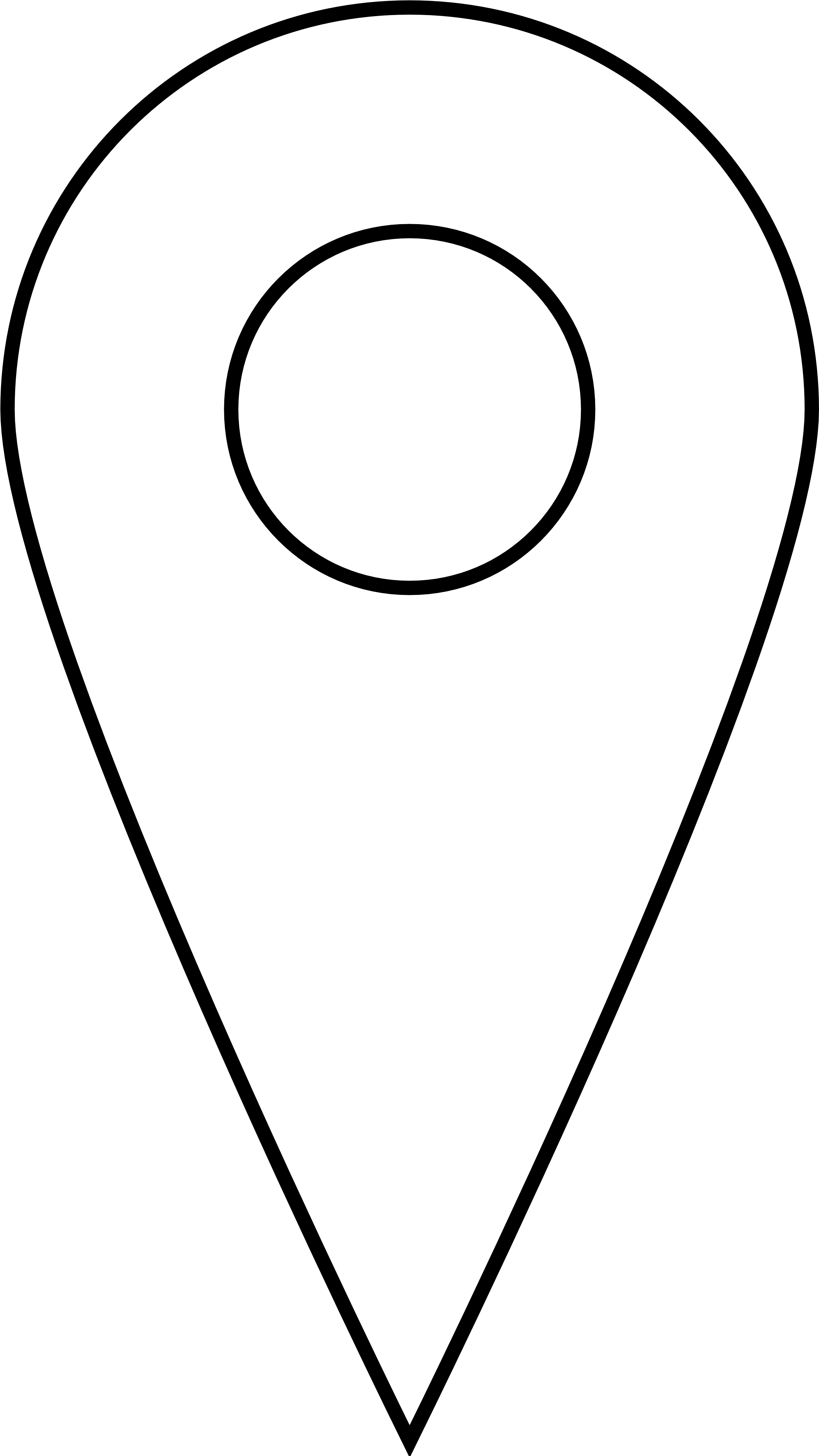 Google Places Pin Icon Black White Line Art Coloring - Google Maps Icon White Png Clipart (2555x4557), Png Download