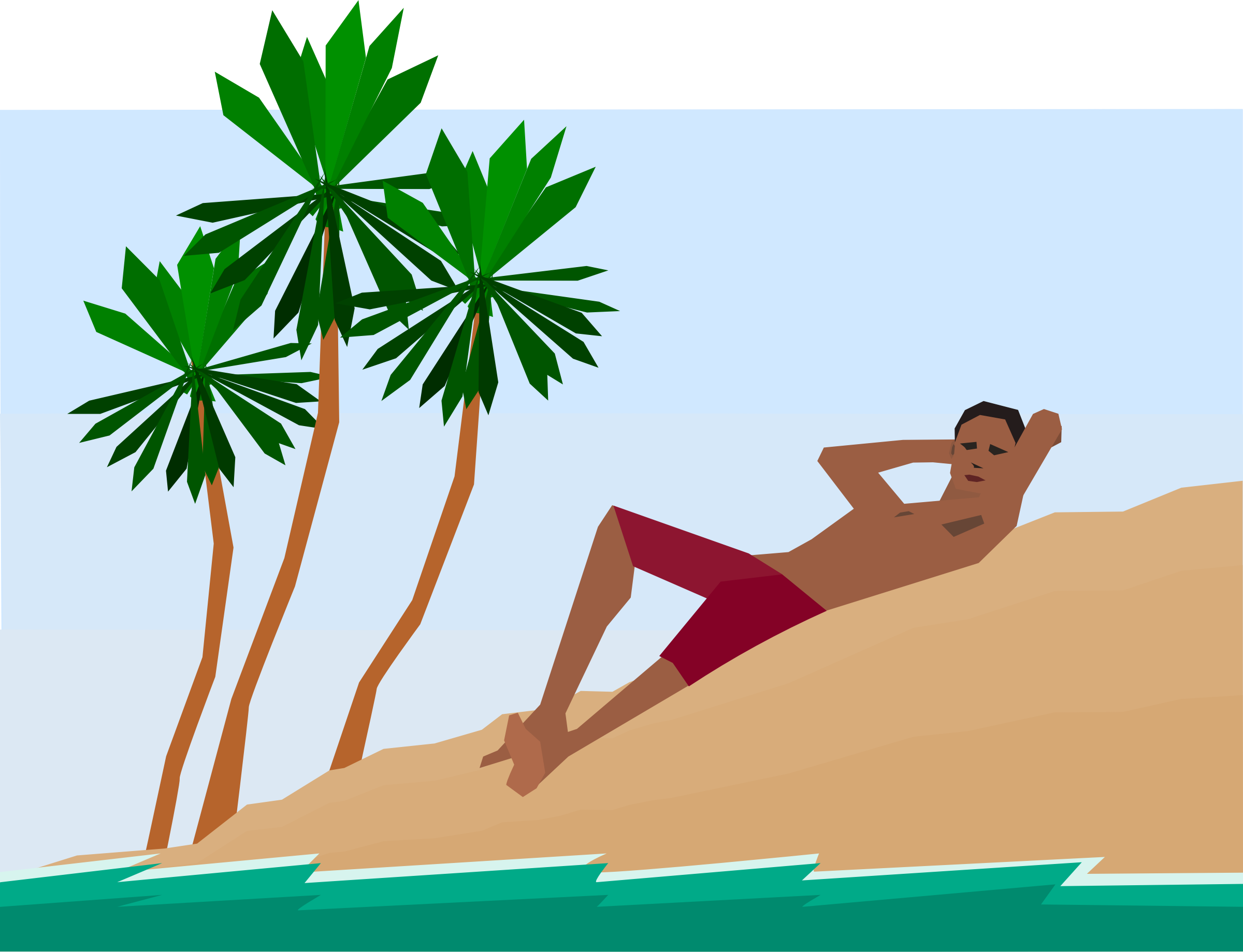 This Free Icons Png Design Of Man Under Palm Trees Clipart (2400x1839), Png Download