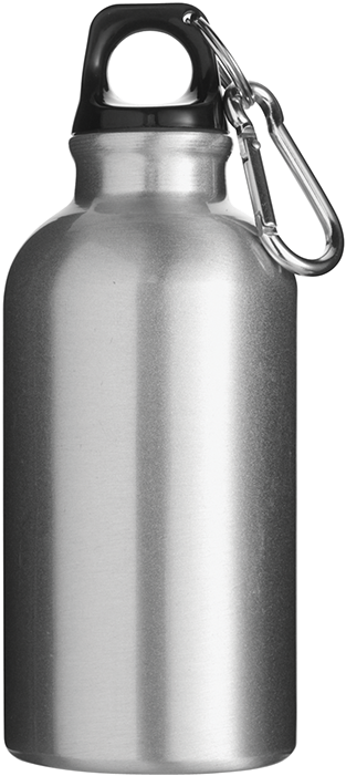 Picture Of 400ml Aluminium Water Bottle With Carabiner - Silver Aluminium Water Bottle Clipart (700x700), Png Download