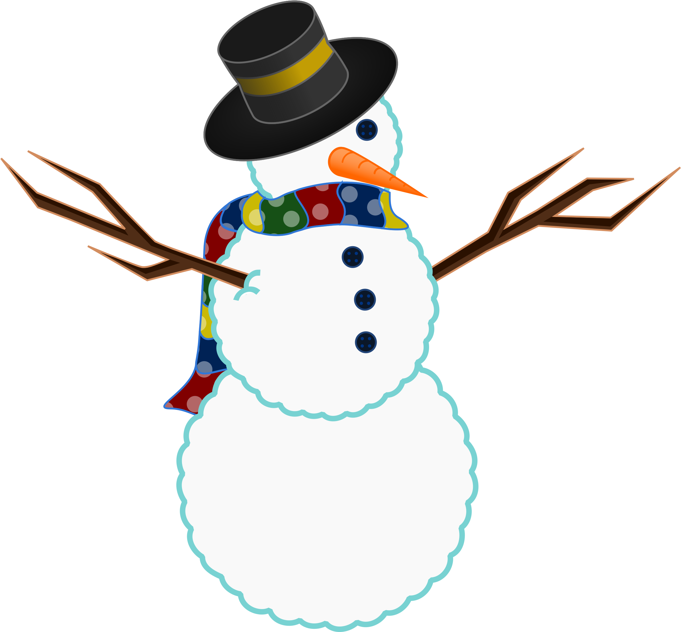 This Free Icons Png Design Of A Scarfed Snowman Clipart (2400x2213), Png Download