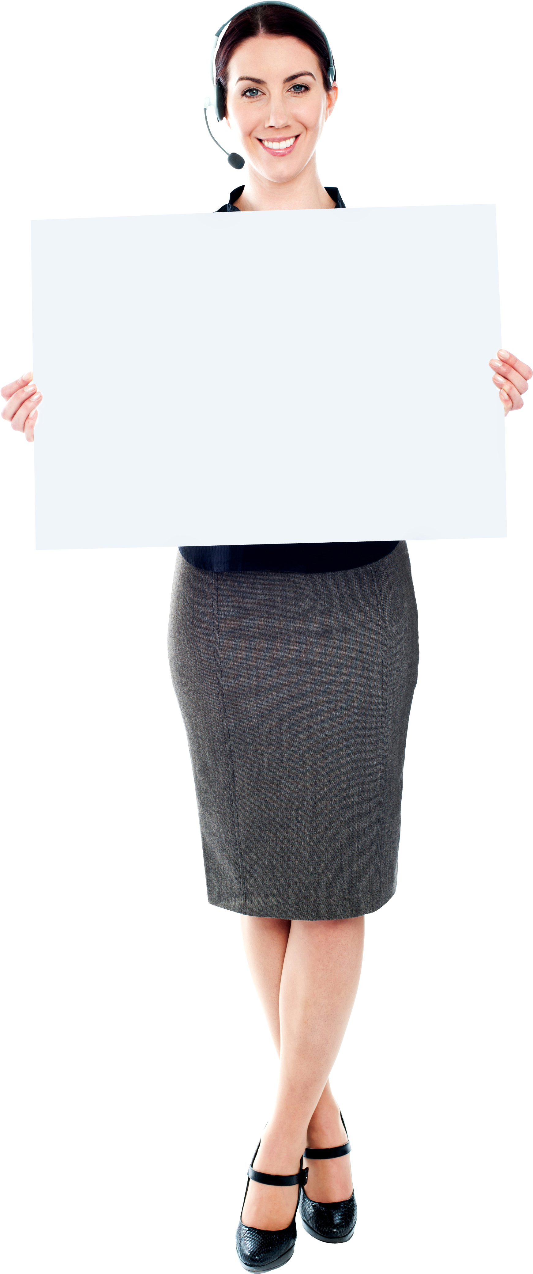 Girl Holding Banner Free Commercial Use Png Images - Pencil Skirt Clipart (3100x4550), Png Download