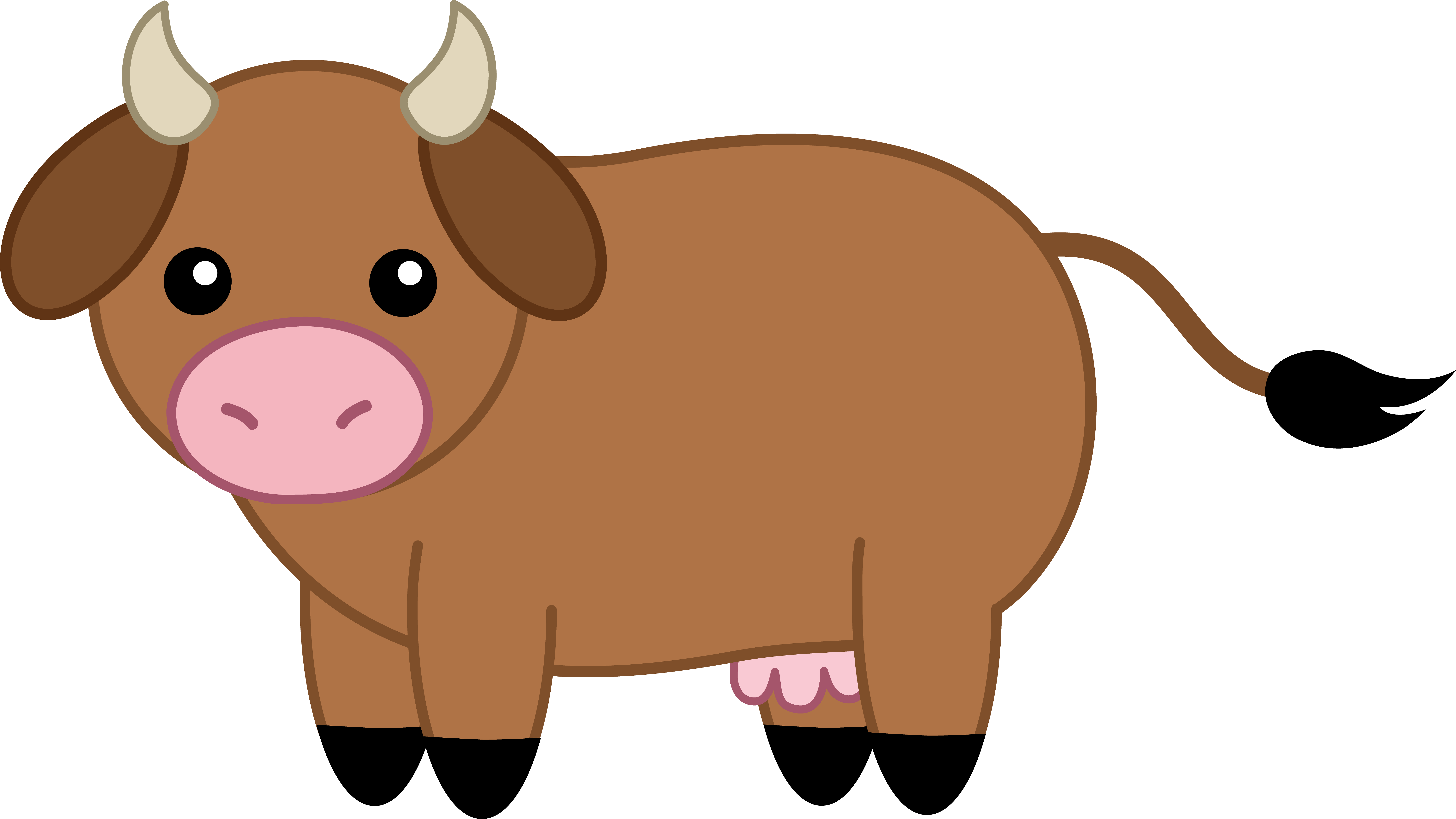 7539 X 4238 26 - Cute Brown Cow Cartoon Clipart (7539x4238), Png Download