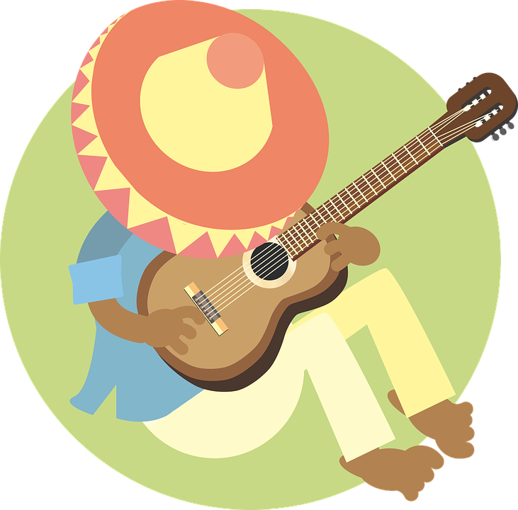 Man, Sleeping, Mexican, Guitar, Music, Sombrero - Mexican Sleeping Png Clipart (731x720), Png Download