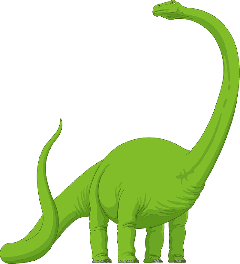 Green Dinosaur With Long Neck Clipart (540x594), Png Download