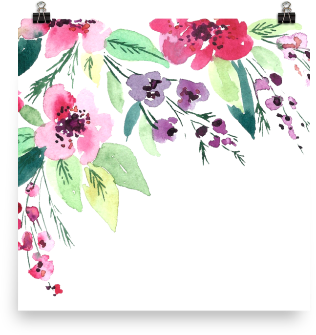 Watercolor Flowers Photo Paper Poster - Watercolor Painting Clipart (1000x1000), Png Download