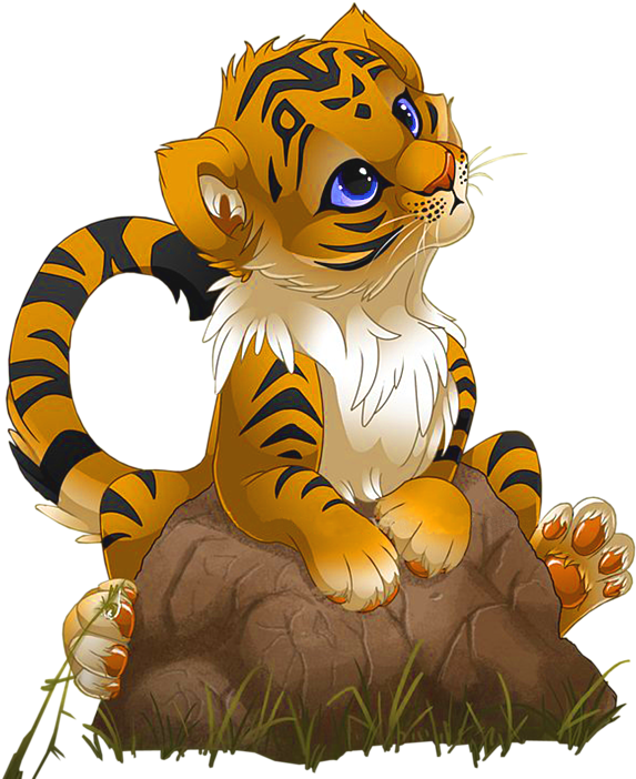 Cute Little Tiger Png Cartoon - Anime Tiger Clipart (521x600), Png Download