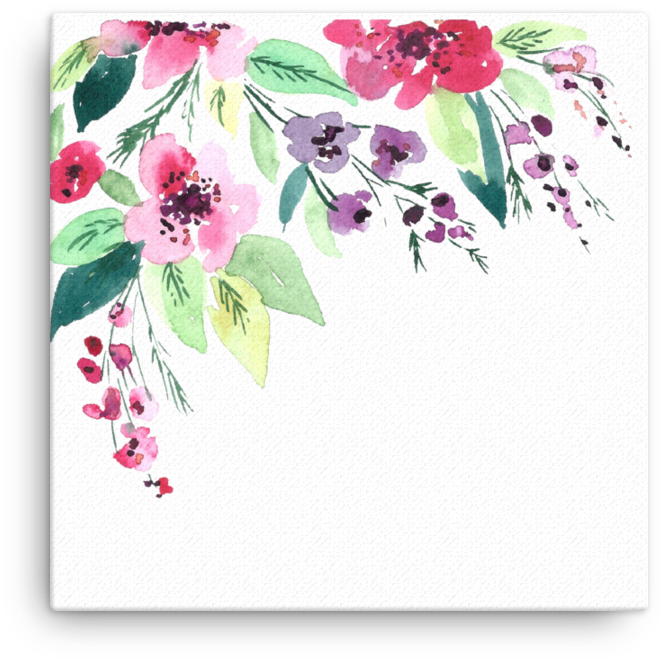 Watercolor Flowers Canvas Print Clipart (665x660), Png Download
