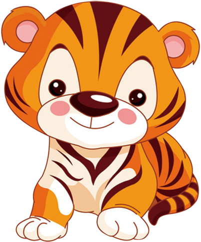 Cute Little Tiger Png Cartoon - Tiger Animation Clipart (835x719), Png Download