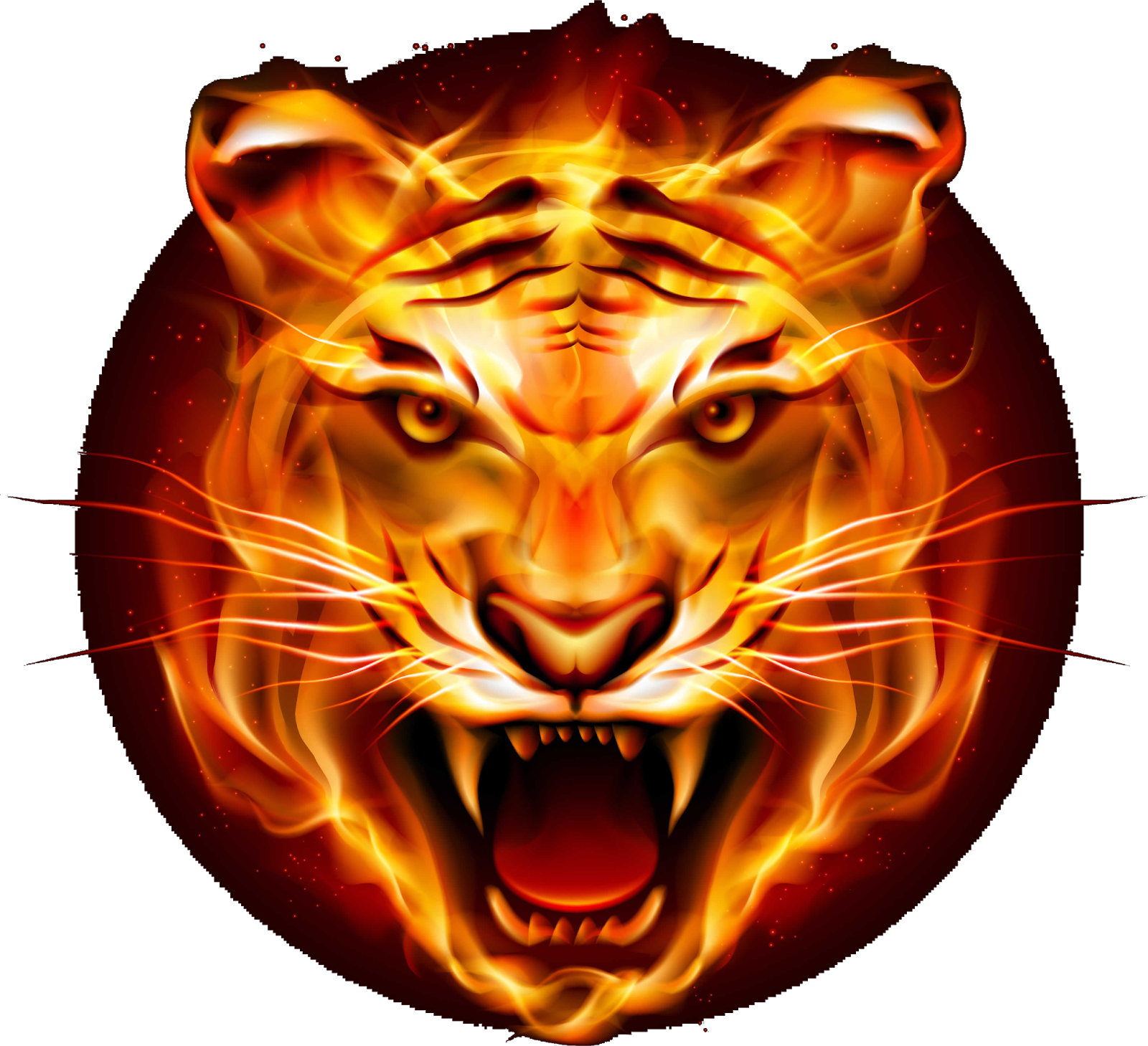 Tiger Png Logo - Tiger Head Flame Clipart (1600x1459), Png Download