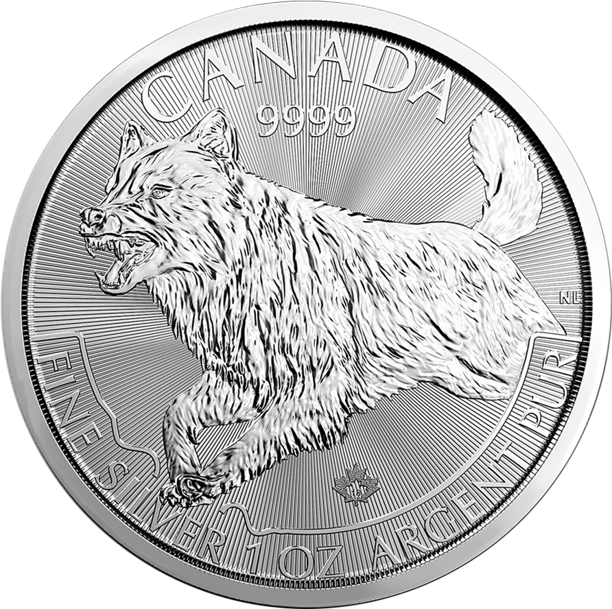 The 2018 Canadian Wolf 1oz Silver Coin Features A Micro-engraved - Canadian Predator Series Silver Coins Clipart (900x900), Png Download