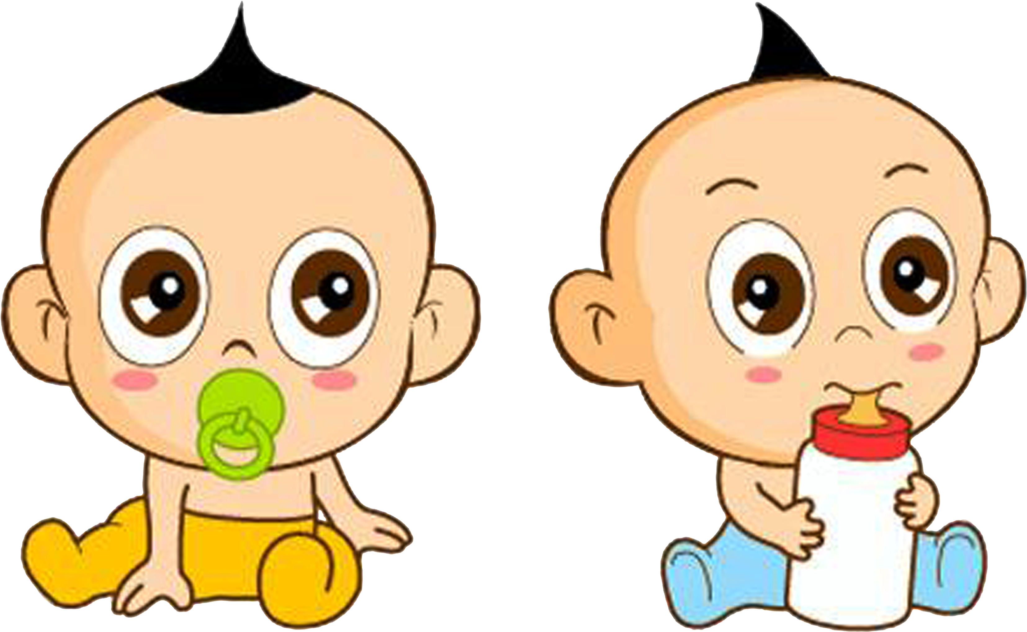 Infant Cartoon Milk Child And Baby Twins - Q 版 小 寶寶 Clipart (5000x5000), Png Download