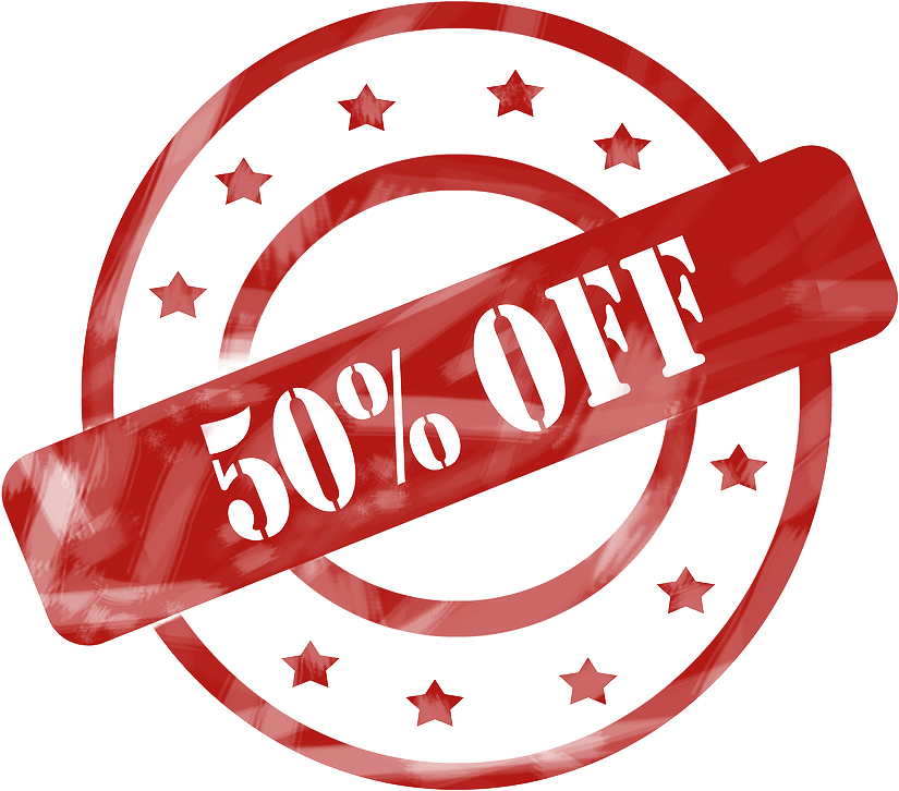 50 Off Free Picture Png - 50% Off Stamp Png Clipart (825x726), Png Download
