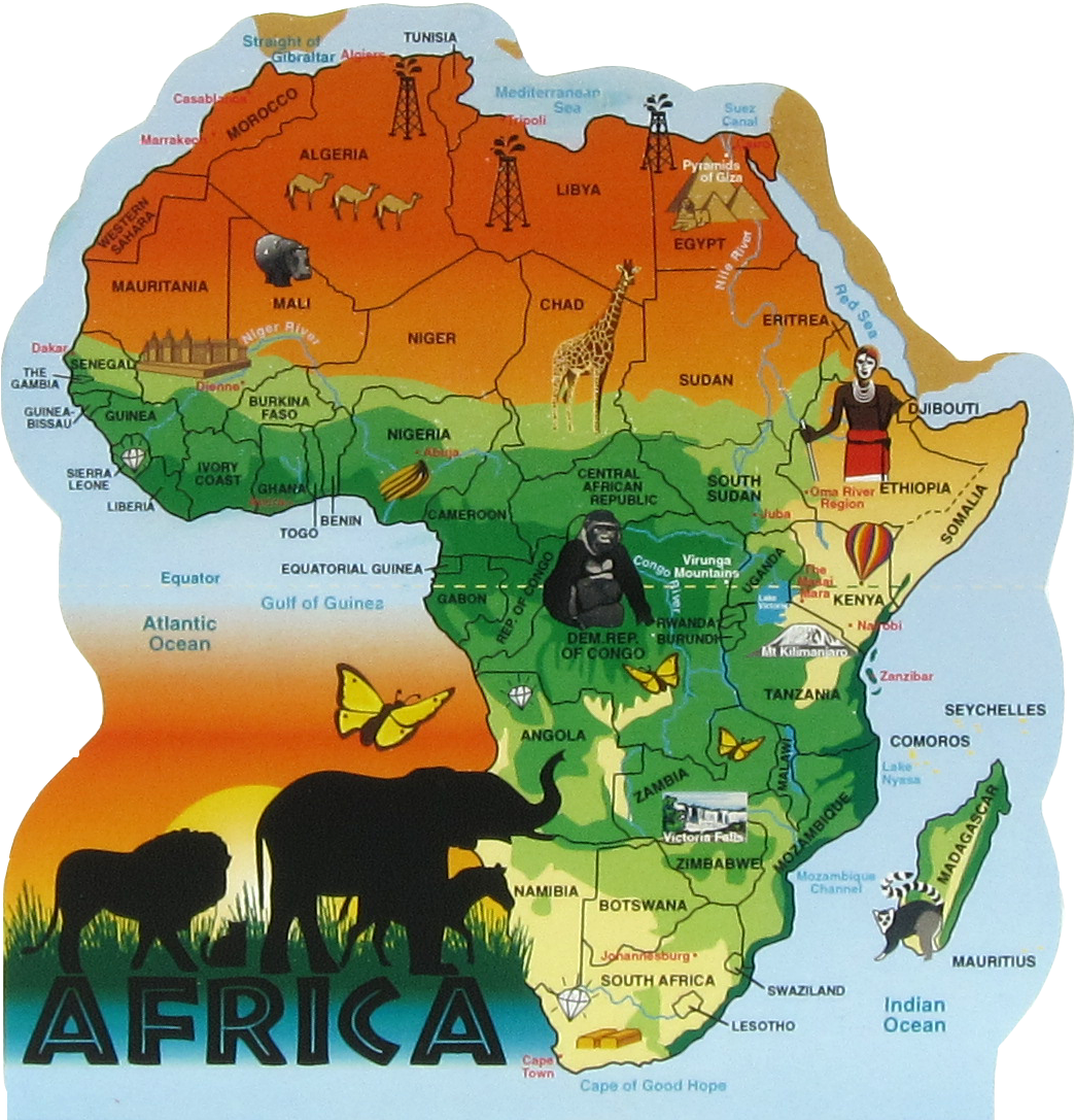 Map Of Africa Safari , Png Download - Africa Map Clipart (1044x1087), Png Download