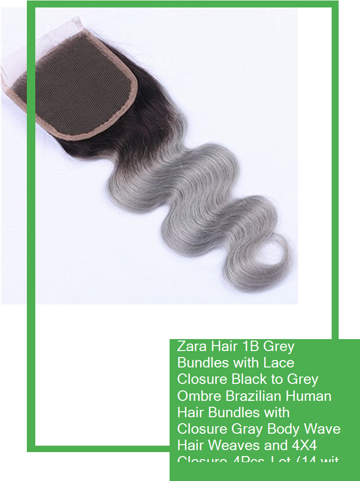 Zara Hair 1b Grey Bundles With Lace Closure Black To - Horse Grooming Clipart (735x1100), Png Download