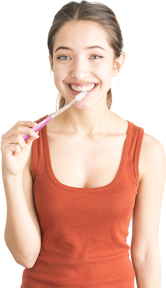 Beautiful Teenage Girl Cleaning Her Teeth - Transparent Teenager Clipart (683x1024), Png Download