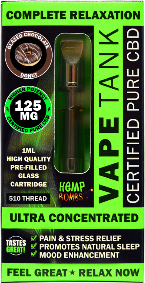Hemp Bombs Glazed Chocolate Donut - Cbd Vape Tank Clipart (1000x1000), Png Download