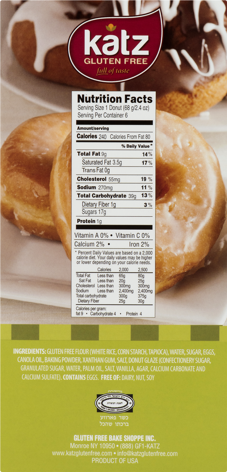 Katz Gluten Free Glazed Donuts - Katz Clipart (1800x1800), Png Download