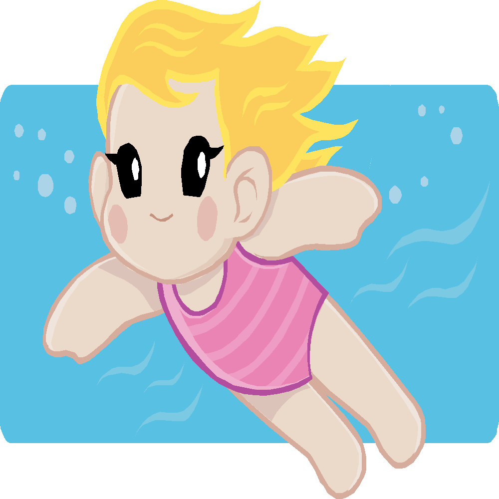 Swimming Clipart Cartoon - Clip Art Girl Swimming - Png Download (1000x1000), Png Download