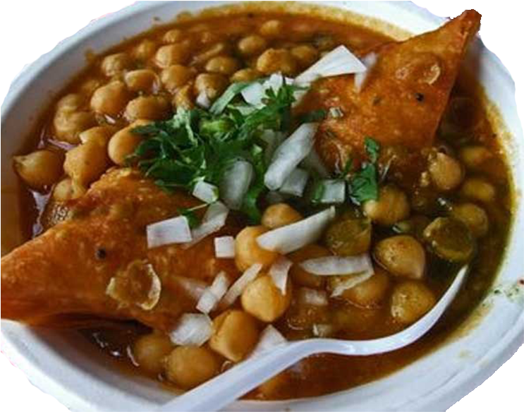 Samosa Channa 1 Plate - Bhopal Famous Food Clipart (800x800), Png Download