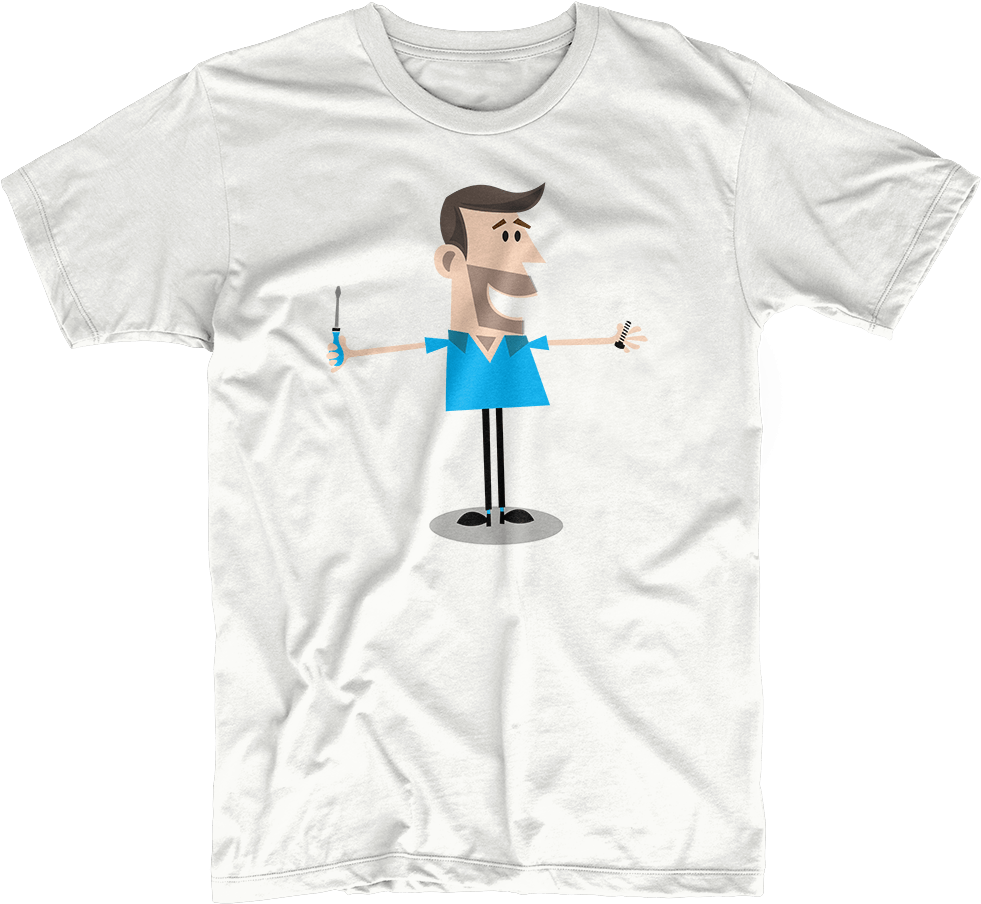 Cartoon Handyman T-shirt - Darwin Shirt Clipart (1000x924), Png Download