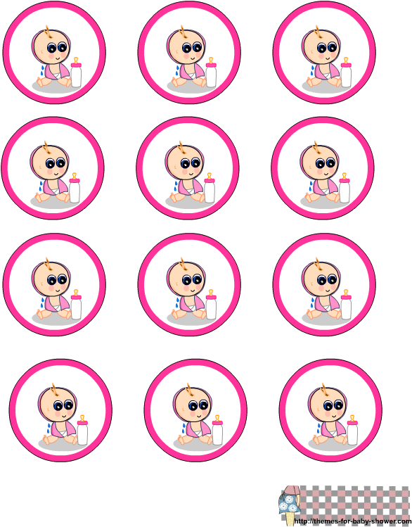 Round Labels For Girl Baby Shower - Sticker De Baby Shower Para Imprimir Clipart (612x792), Png Download