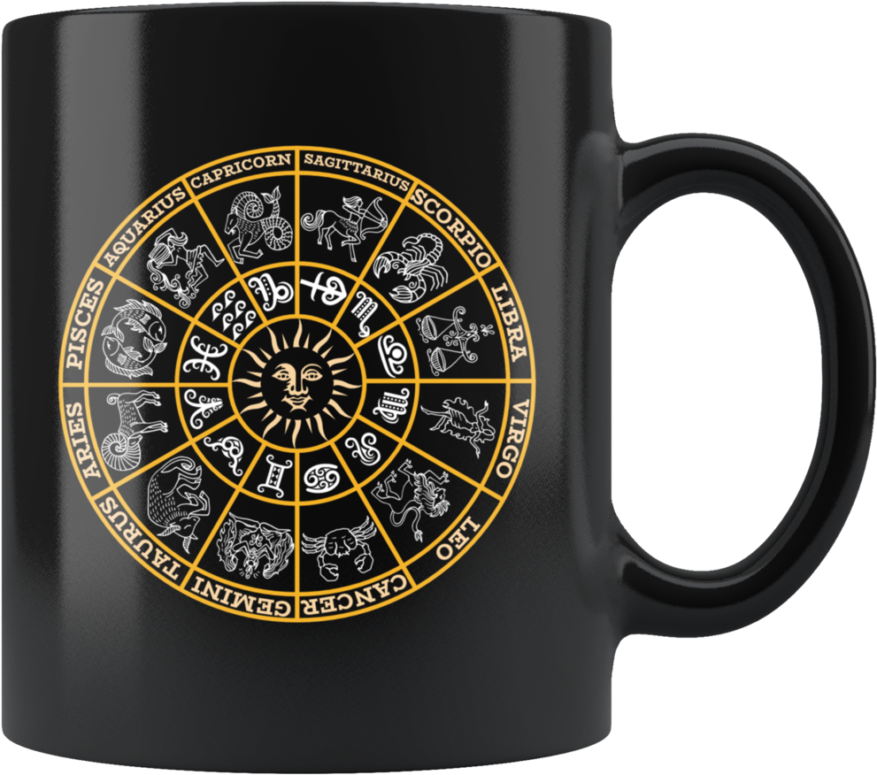Astrology Coffee Mug Zodiac Wheel Horoscope Signs Gift - Coffee Cup Clipart (1024x1024), Png Download