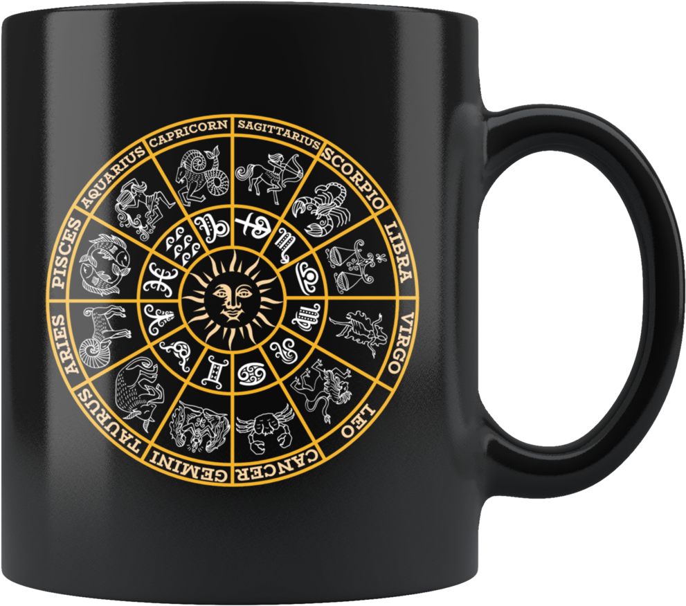 Astrology Coffee Mug Zodiac Wheel Horoscope Signs Gift Coffee Cup Clipart Large Size Png