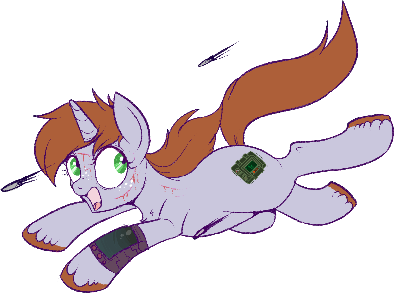 Lulubell, Blood, Bullet, Colored Hooves, Fallout Equestria, - Cartoon Clipart (850x655), Png Download