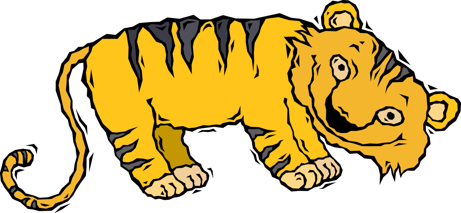 Vector Illustration Of Newborn Infant Baby Tiger Shows Clipart (1514x700), Png Download
