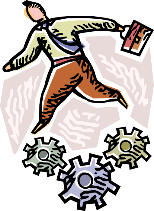 Vector Illustration Of Businessman Turns Industrial Clipart (510x700), Png Download