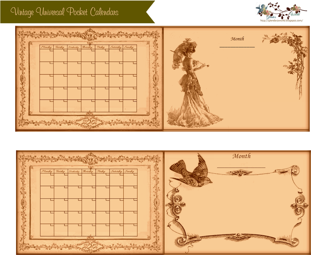 Displaying Vintage Universal Pocket Calendars-glenda's - Vintage Bird Clip Art - Png Download (1074x859), Png Download
