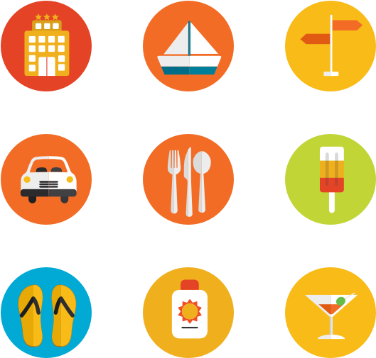 Vacations Summer Icons - Summer Icon Png Circle Clipart (600x564), Png Download
