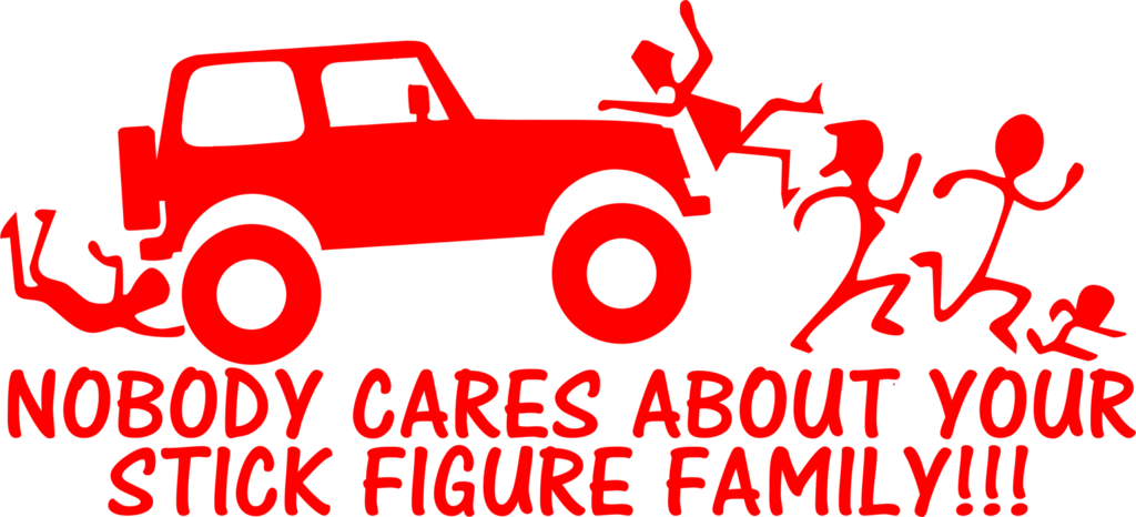 Stick Figure Family Nobody Cares Jeep - Tpa Clipart (1024x466), Png Download