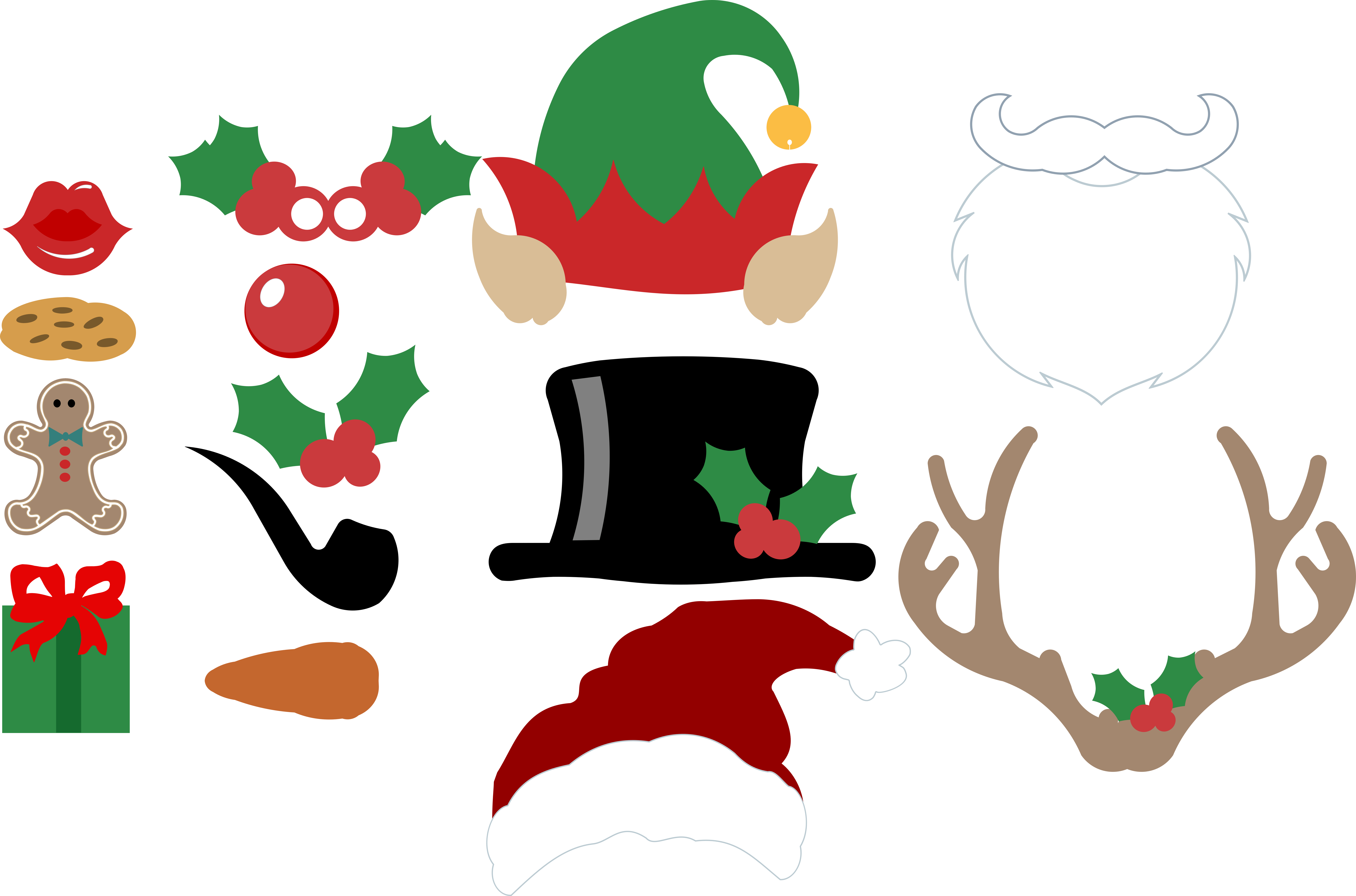 Free Christmas Photo Booth Props Svg Files Bits & Pieces Clipart (7777x5139), Png Download