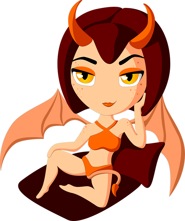 Succubus Daemon Lust Erotic Seduction Orange - Cartoon Clipart (604x720), Png Download