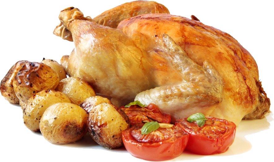 Roast Chicken Clipart (884x524), Png Download