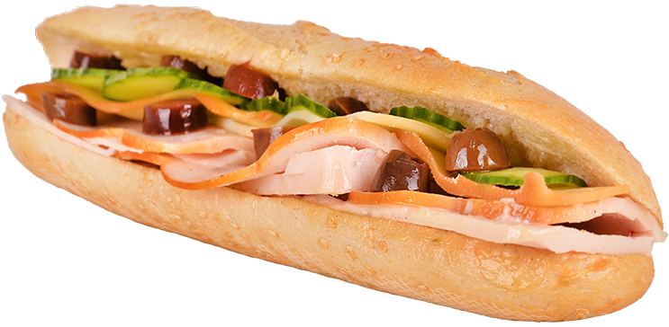 White Baguette With Roasted Chicken - Roast Chicken Sandwich Baguette Clipart (800x530), Png Download