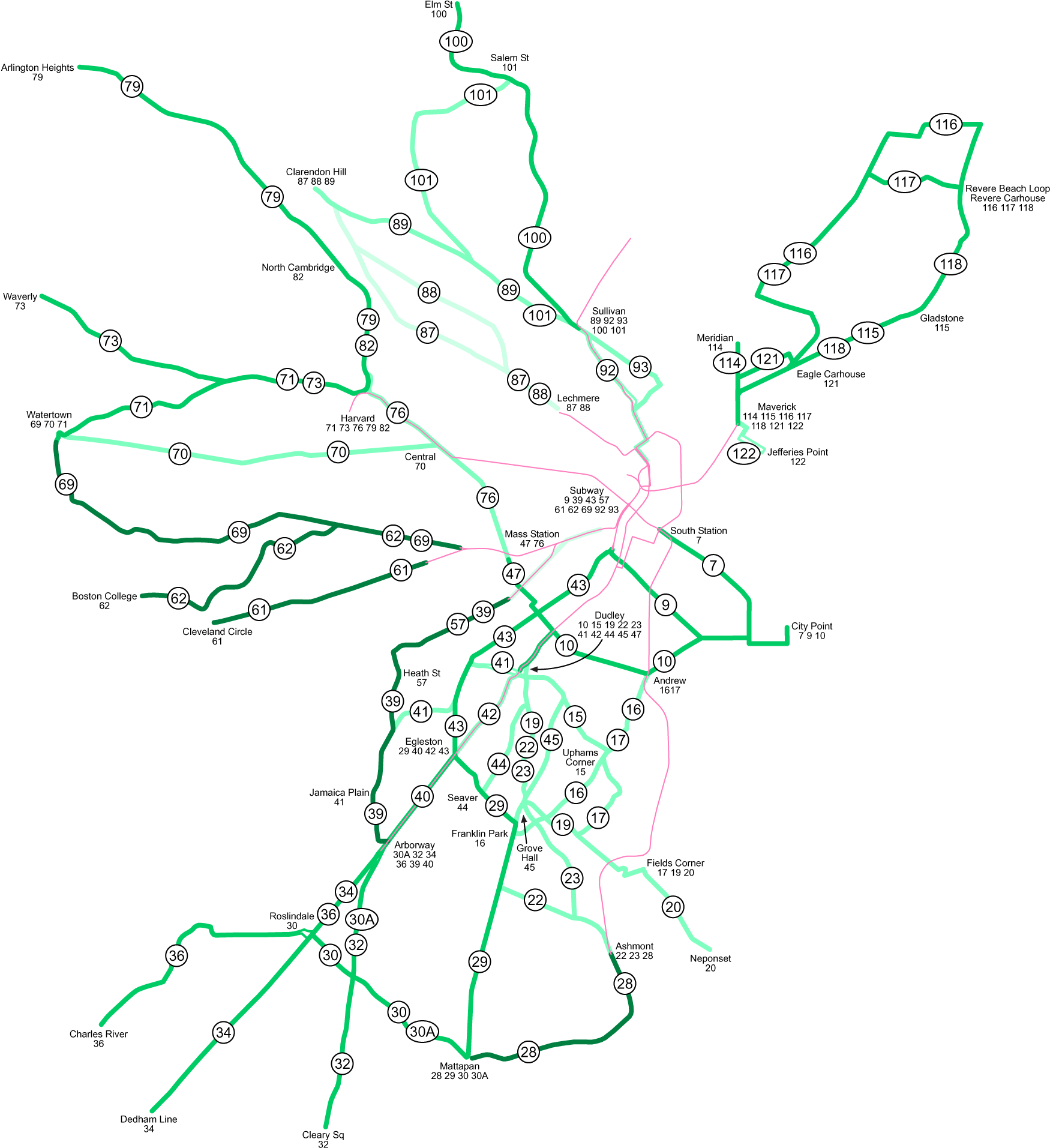 A Map Of Boston's Streetcar Lines In - Historic Boston Streetcar Map Clipart (1797x1960), Png Download