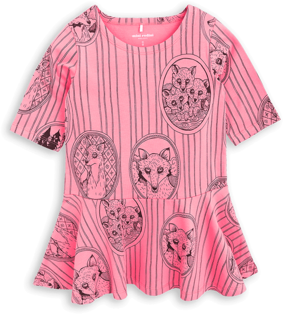 Mini Rodini Fox Family Dress Pink Clipart (615x800), Png Download