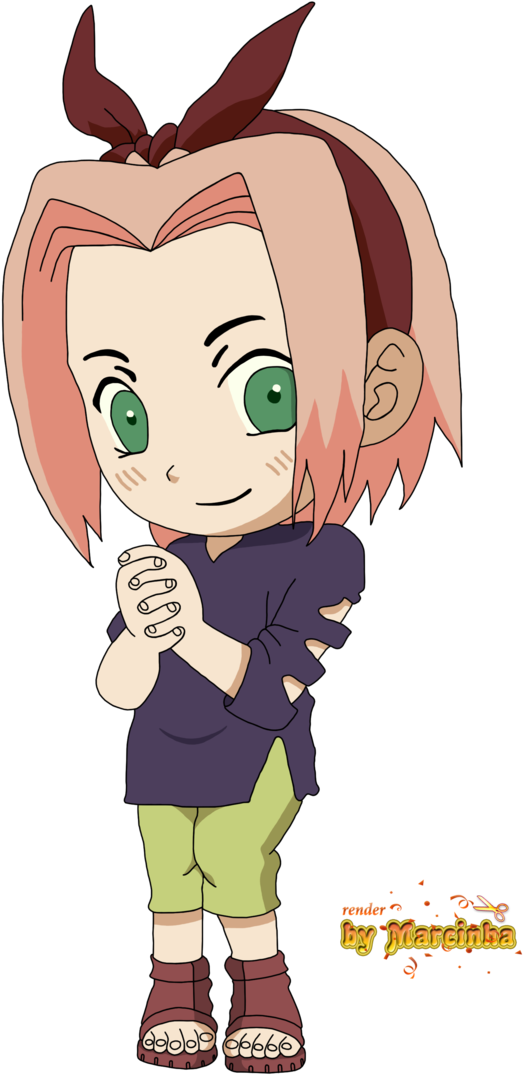 Render Sakura Haruno Childhood By Marcinha20-d4fd378 - Sakura Chibi Render Clipart (676x1183), Png Download